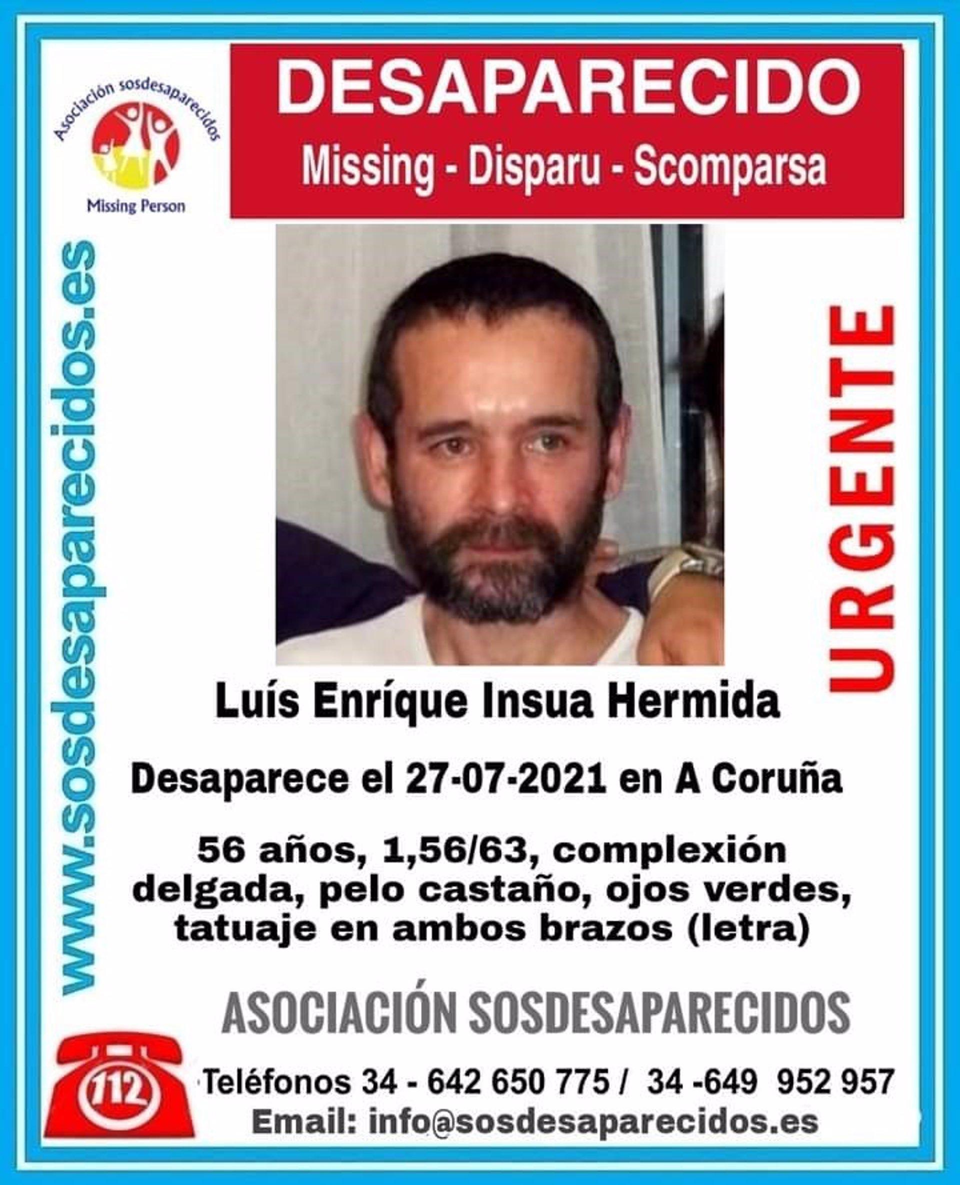 Cartel del hombre desaparecido en A Coruña.