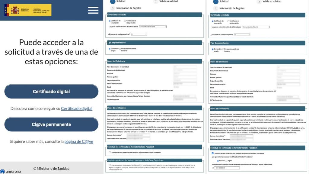 Solicitar certificado COVID