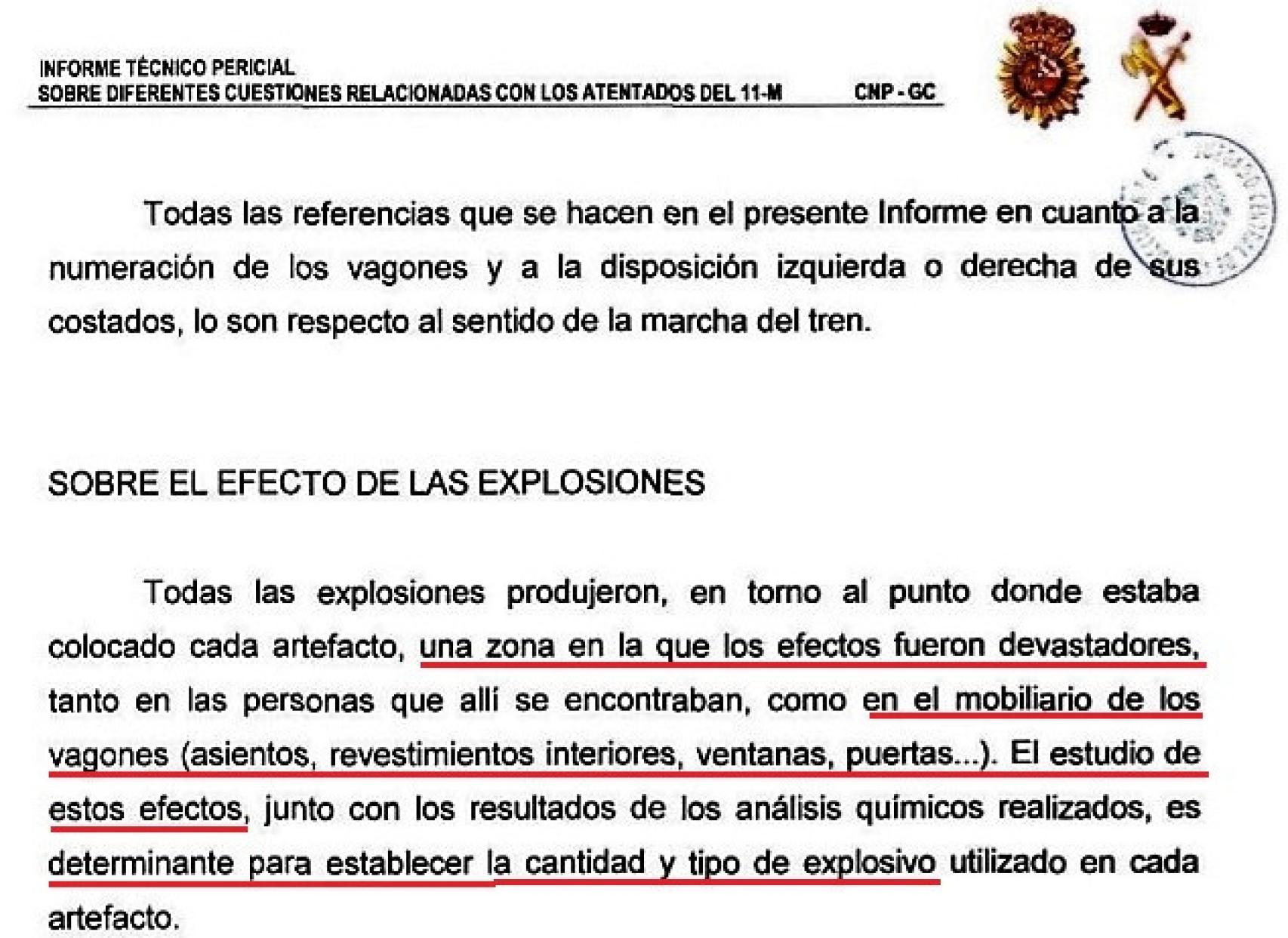 Folio 7 del Informe pericial conjunto Policía-Guardia Civil.