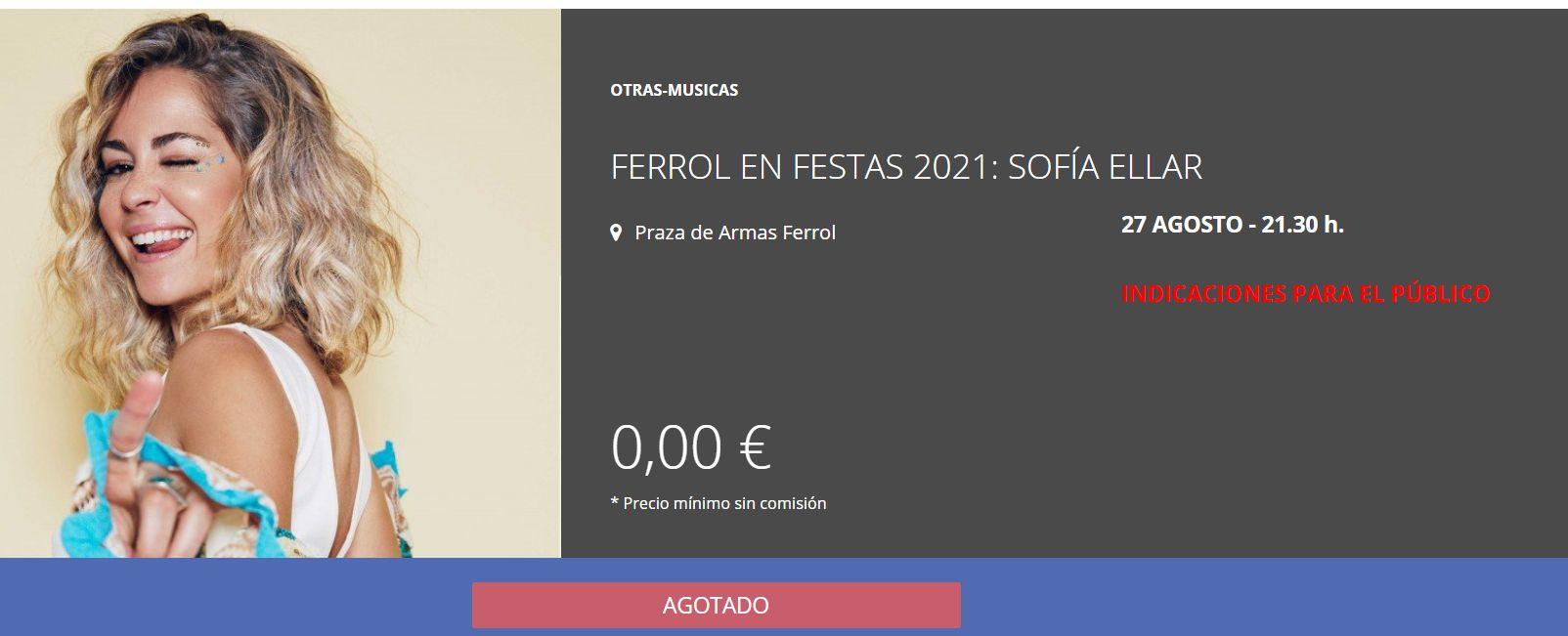 Entradas para Sofía Ellar, agotadas esta mañana.