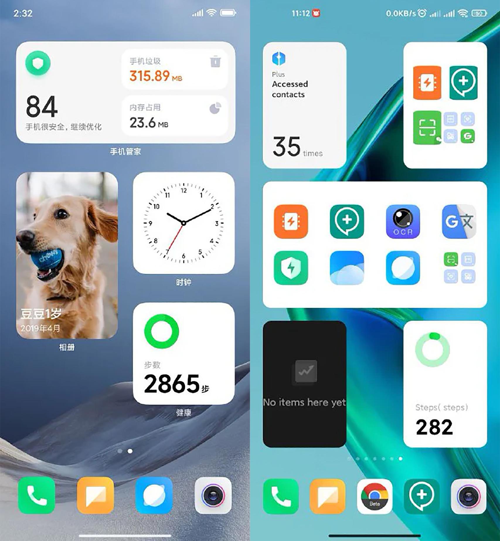 Estos son los widgets tipo IOS de MIUI
