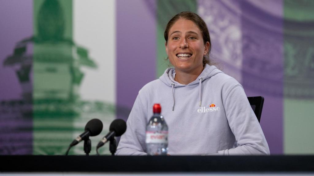 Johanna Konta en una rueda de prensa en Wimbledon