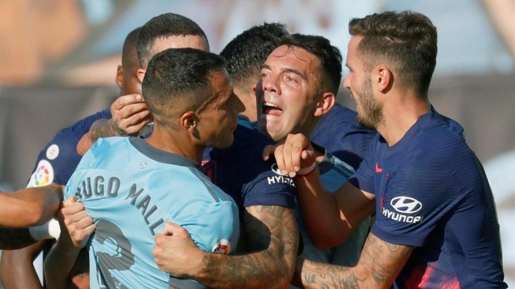Iago Aspas, durante la tangana del Celta de Vigo - Atlético de Madrid del primer partido de La Liga 2021/2022