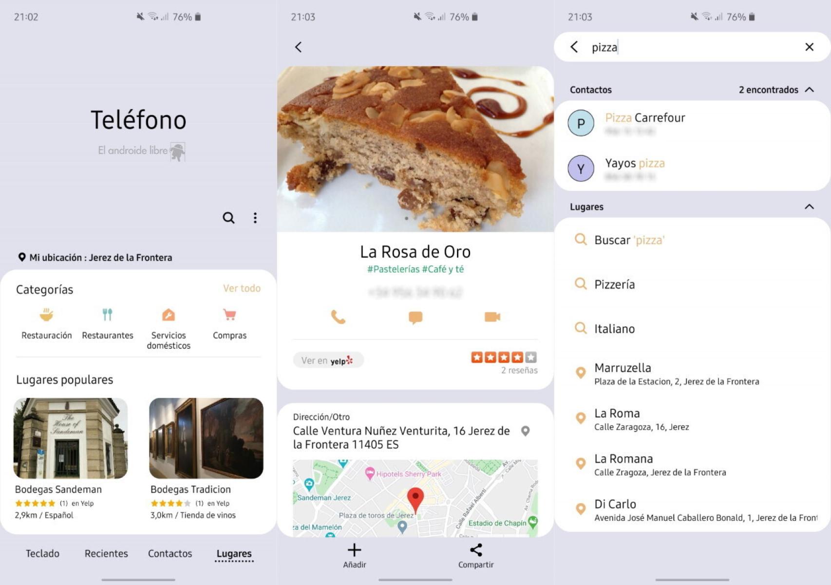 Anuncio en la app de Teléfono de Samsung