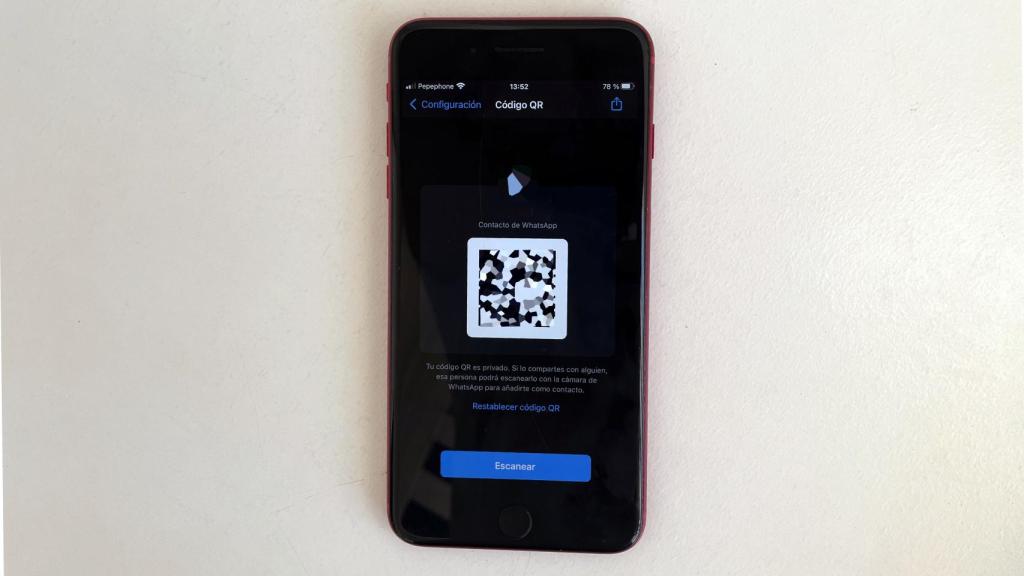 El código QR de un perfil de WhatsApp.