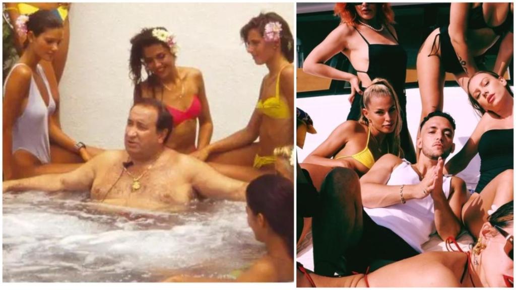 Imagen del programa de televisión 'Las noches de tal y tal'; y de Yate, el polémico videoclip de C. Tangana.