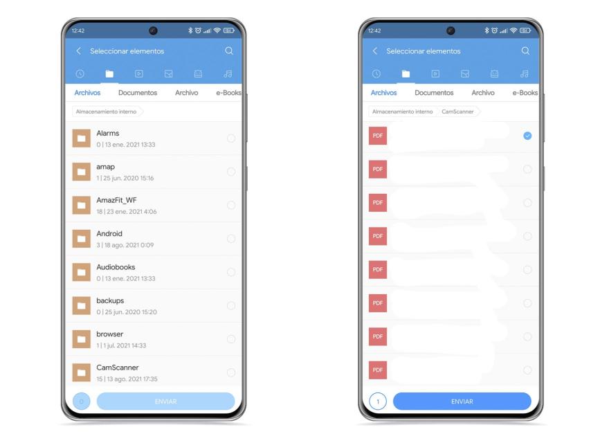 Seleccionar archivo en ShareMe