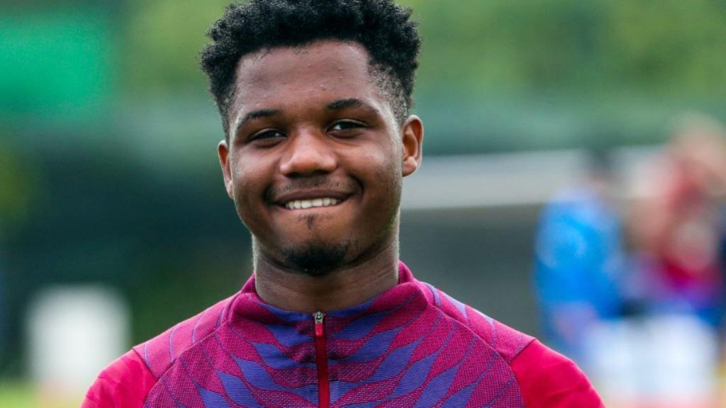 Ansu Fati, en el entrenamiento del Barça