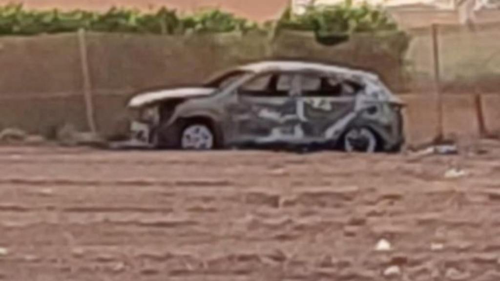 El todoterreno calcinado donde fue localizado el cuerpo de Juan Miguel.