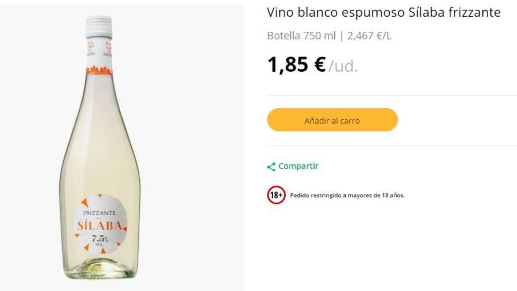 Vino blanco espumoso Sílaba frizzante.