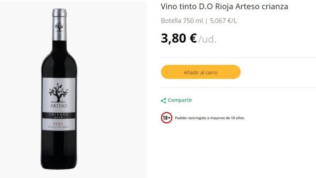 Vino rosado D. O. Rioja Arteso Clarete.