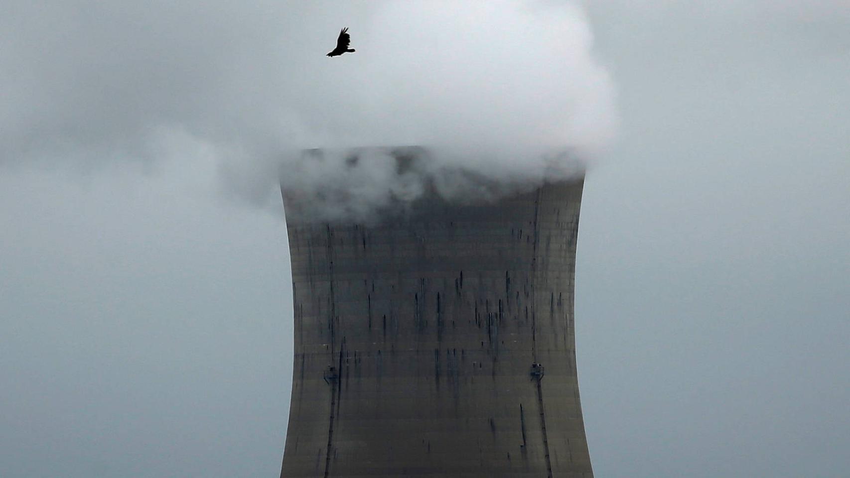 Plano detalle de la planta nuclear de la Isla de las Tres Millas.