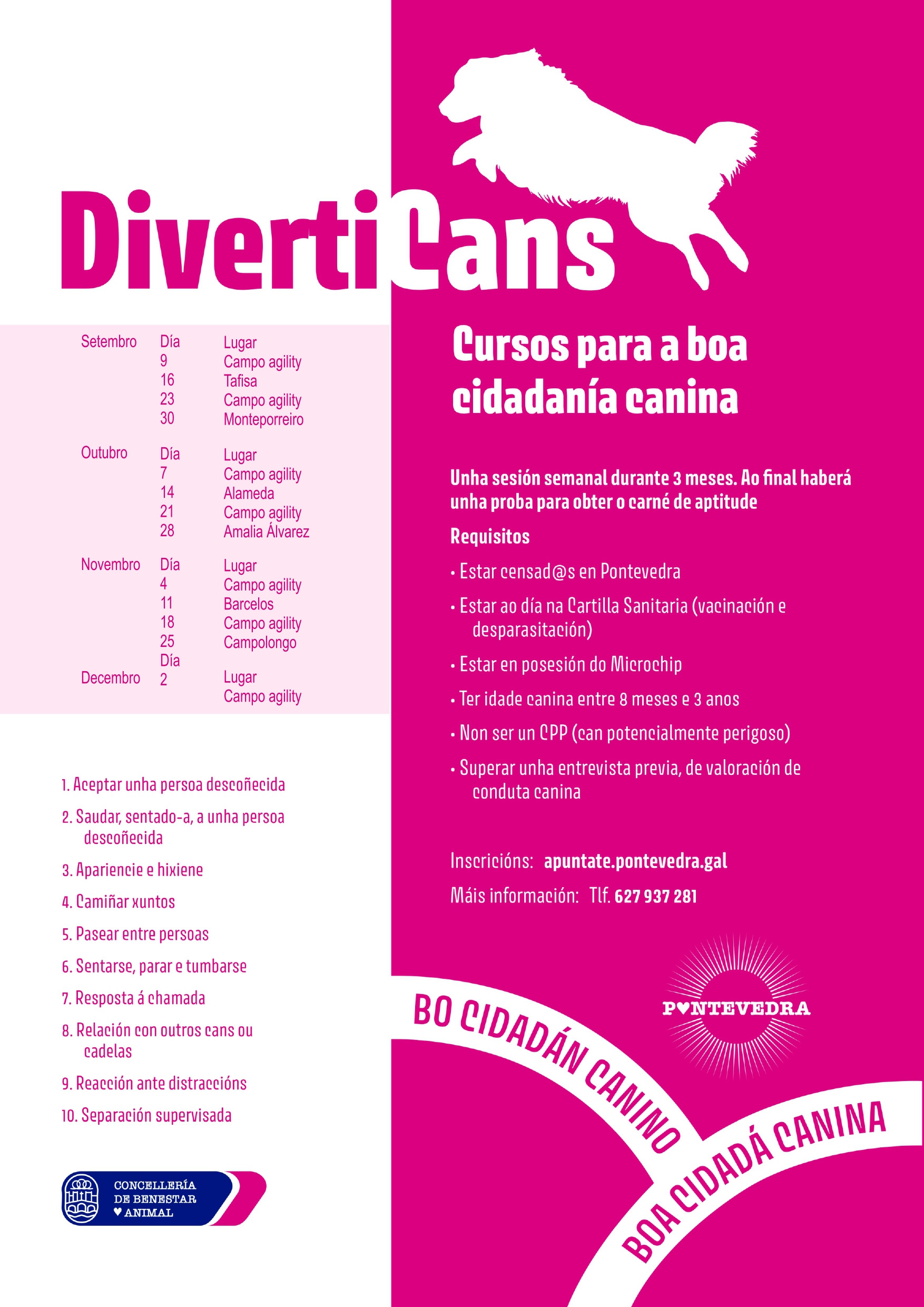 Cartel con toda la información sobre los cursillos