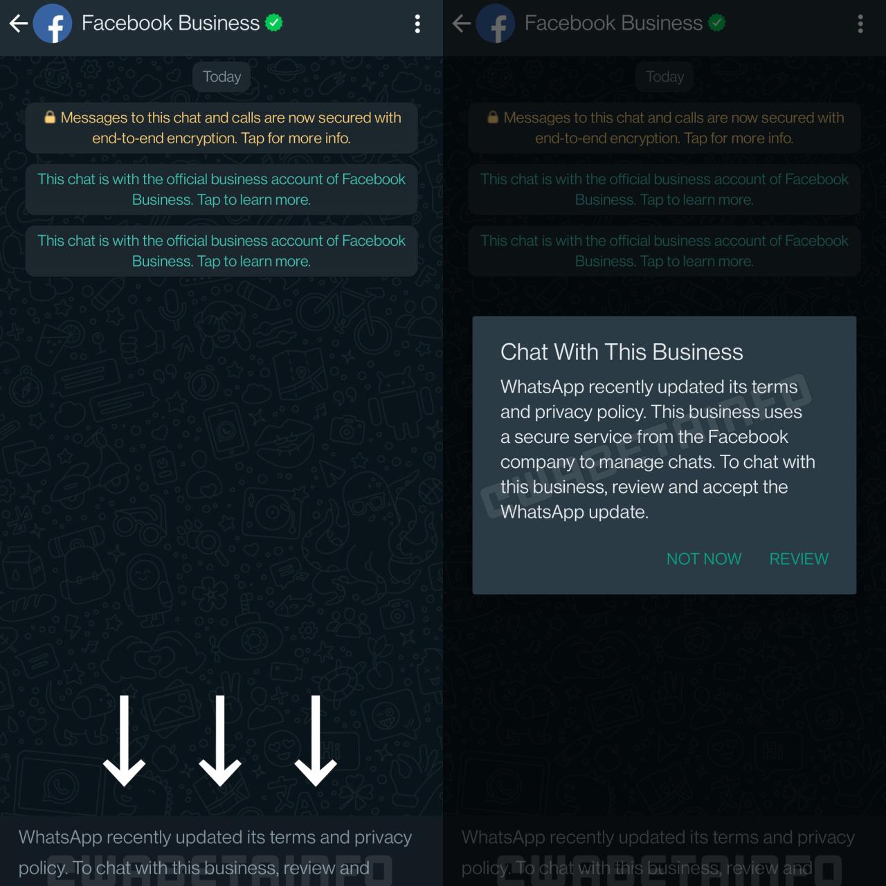 Mensaje limitando la cuenta de WhatsApp