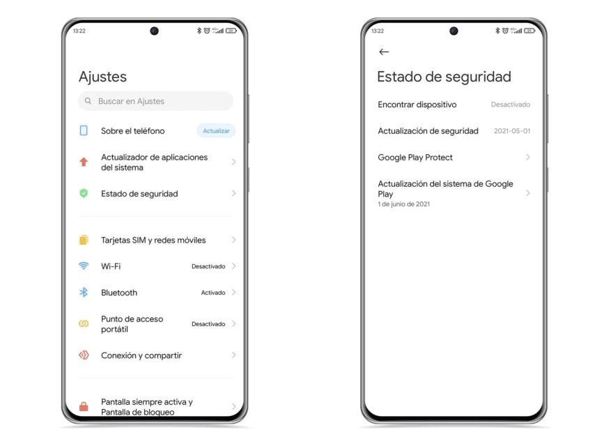 Actualización del Sistema de Google Play en Ajustes