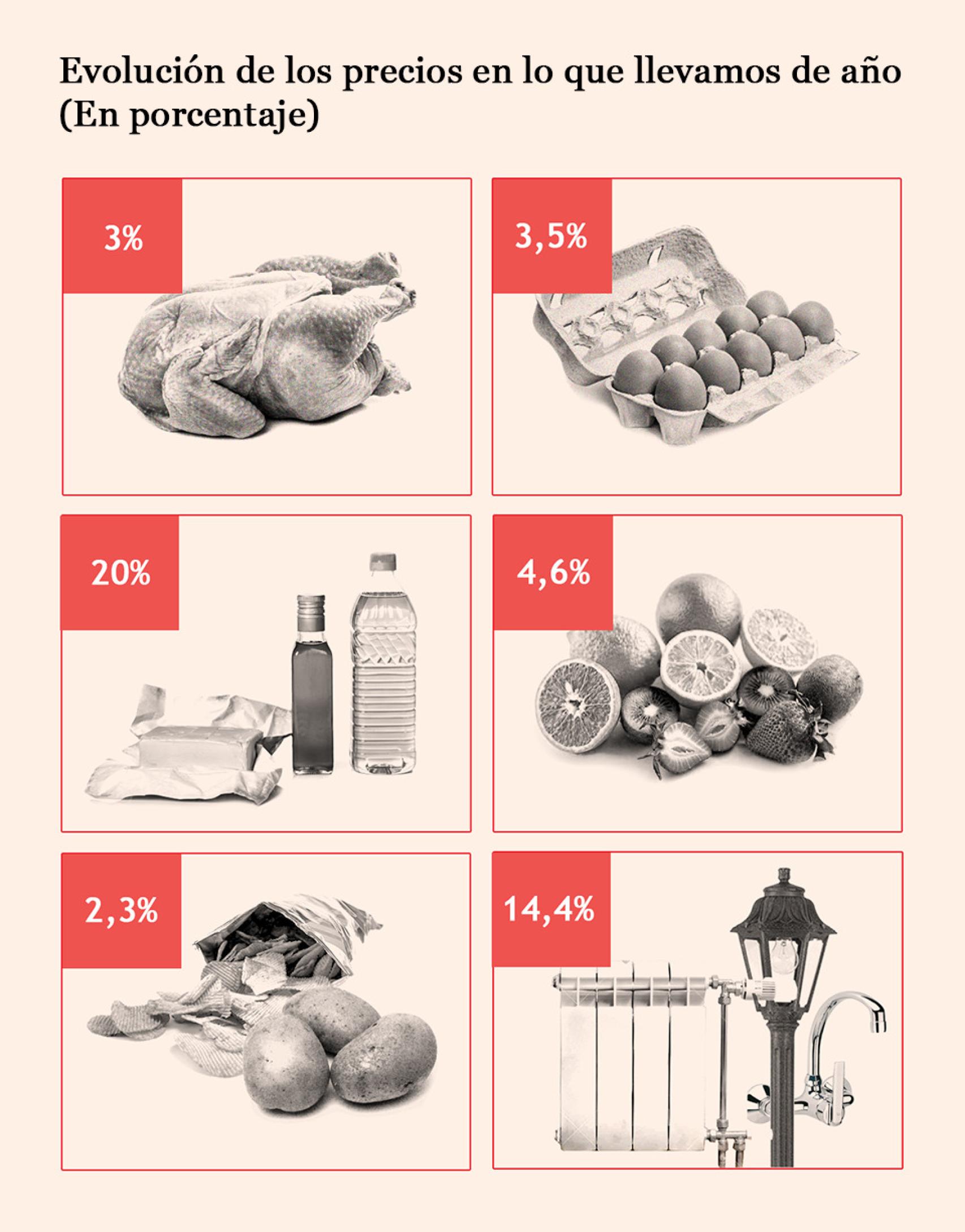 Evolución de precios en la cesta de la compra.