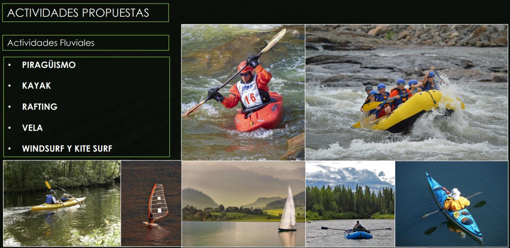 Algunos de los deportes náuticos previstos en el proyecto.