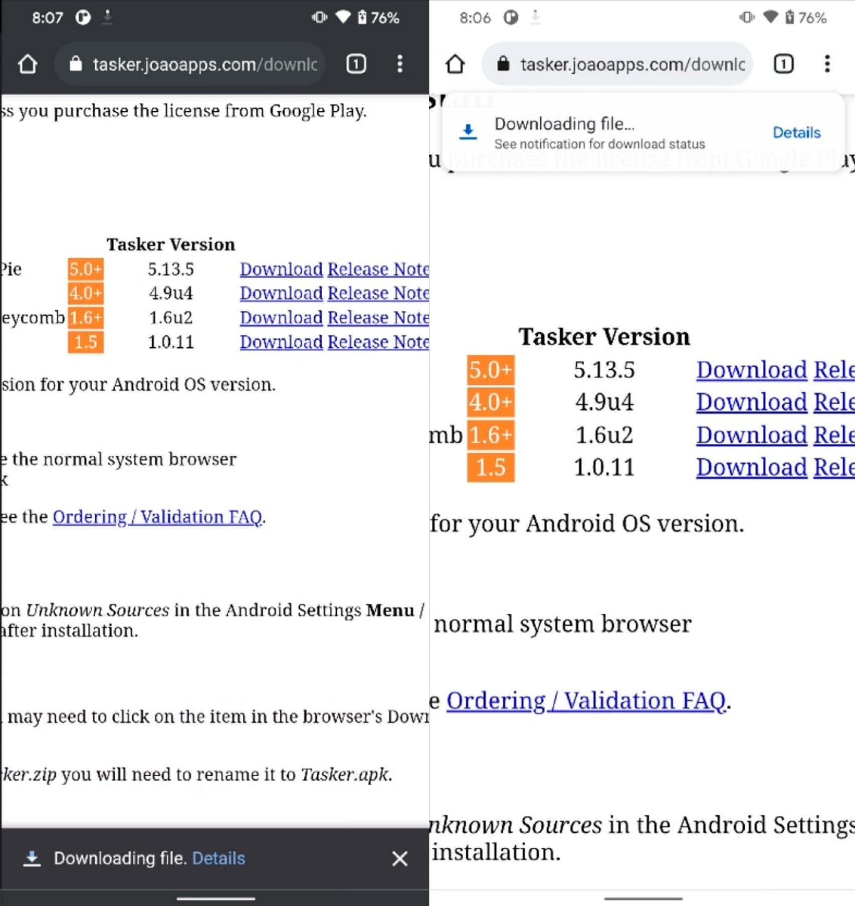 Interfaz antigua de descargas en Chrome / Interfaz nueva de descargas en Chrome
