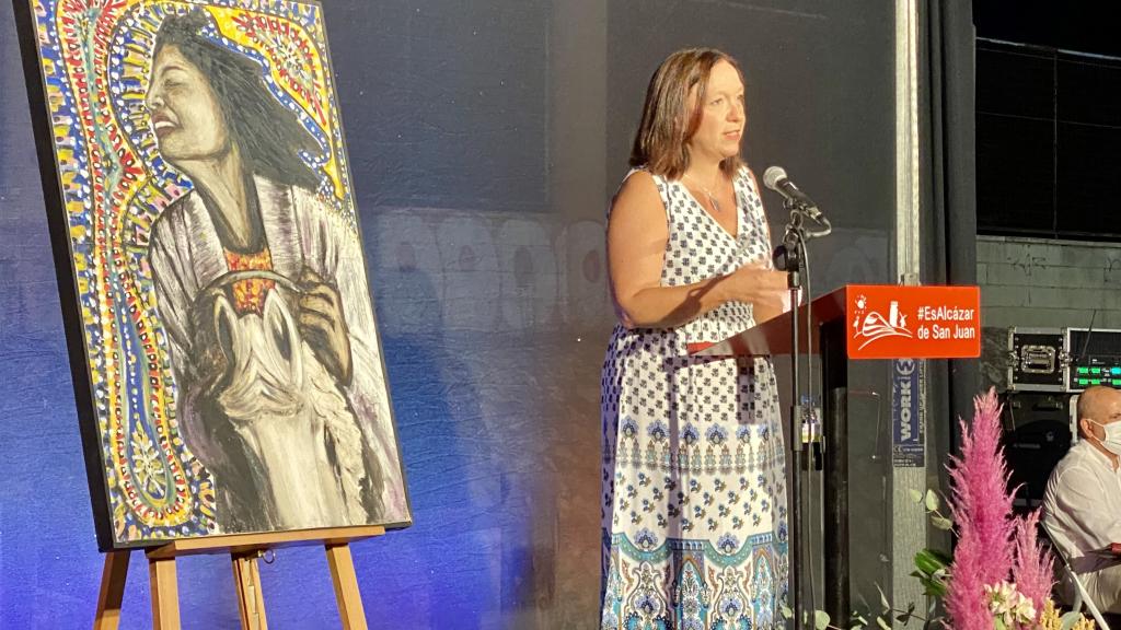 Rosa Melchor, alcaldesa de Alcázar de San Juan (Ciudad Real) en la presentación de la Feria y Fiestas 2021