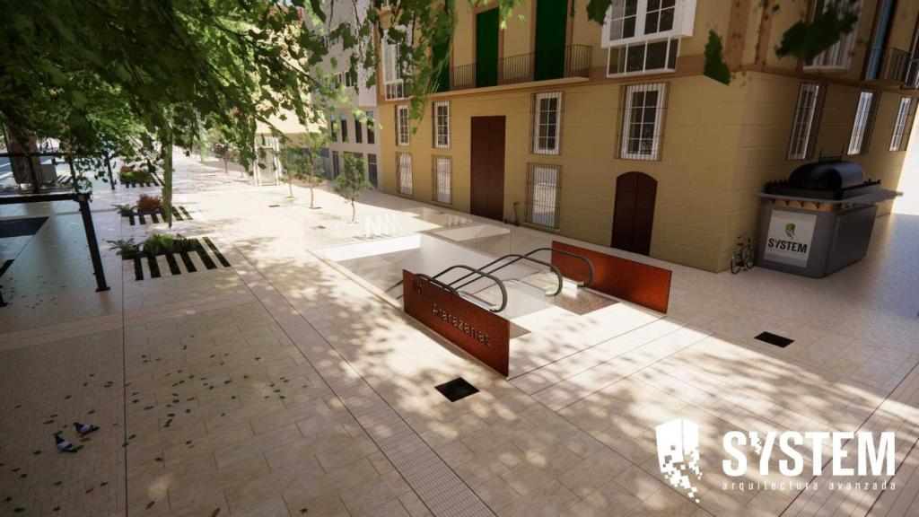 Esta es la entrada a la estación de Metro Atarazanas de Málaga.