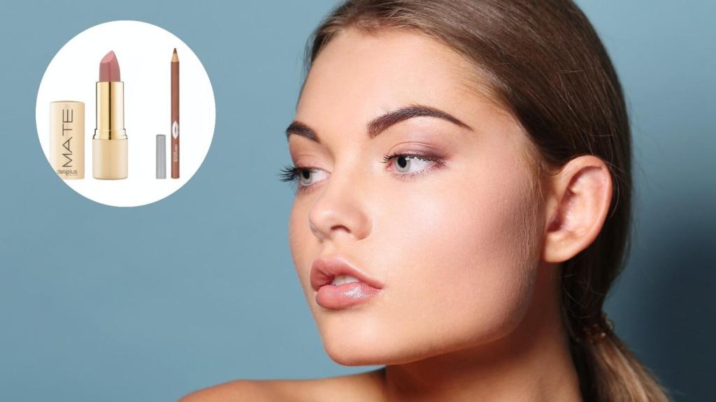 El perfilador y el labial viral de Mercadona, junto a una imagen de archivo en un montaje de JALEOS.