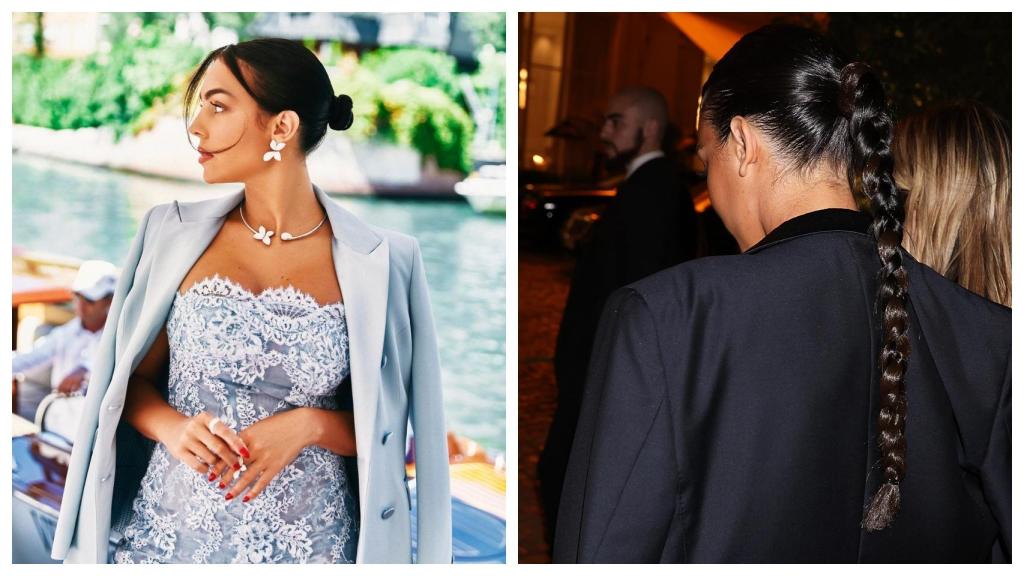 Georgina Rodríguez, en su última foto de Instagram, y en una imagen del pasado julio, en Cannes.