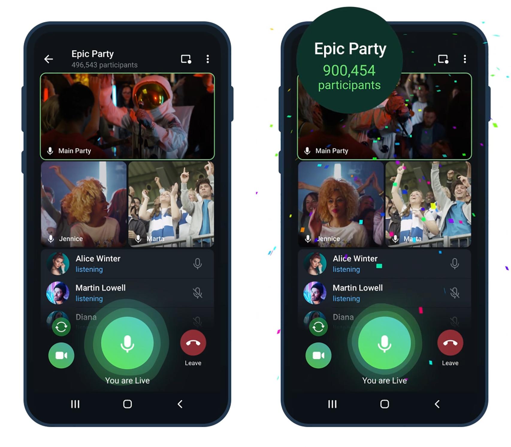 Streams en directo en Telegram
