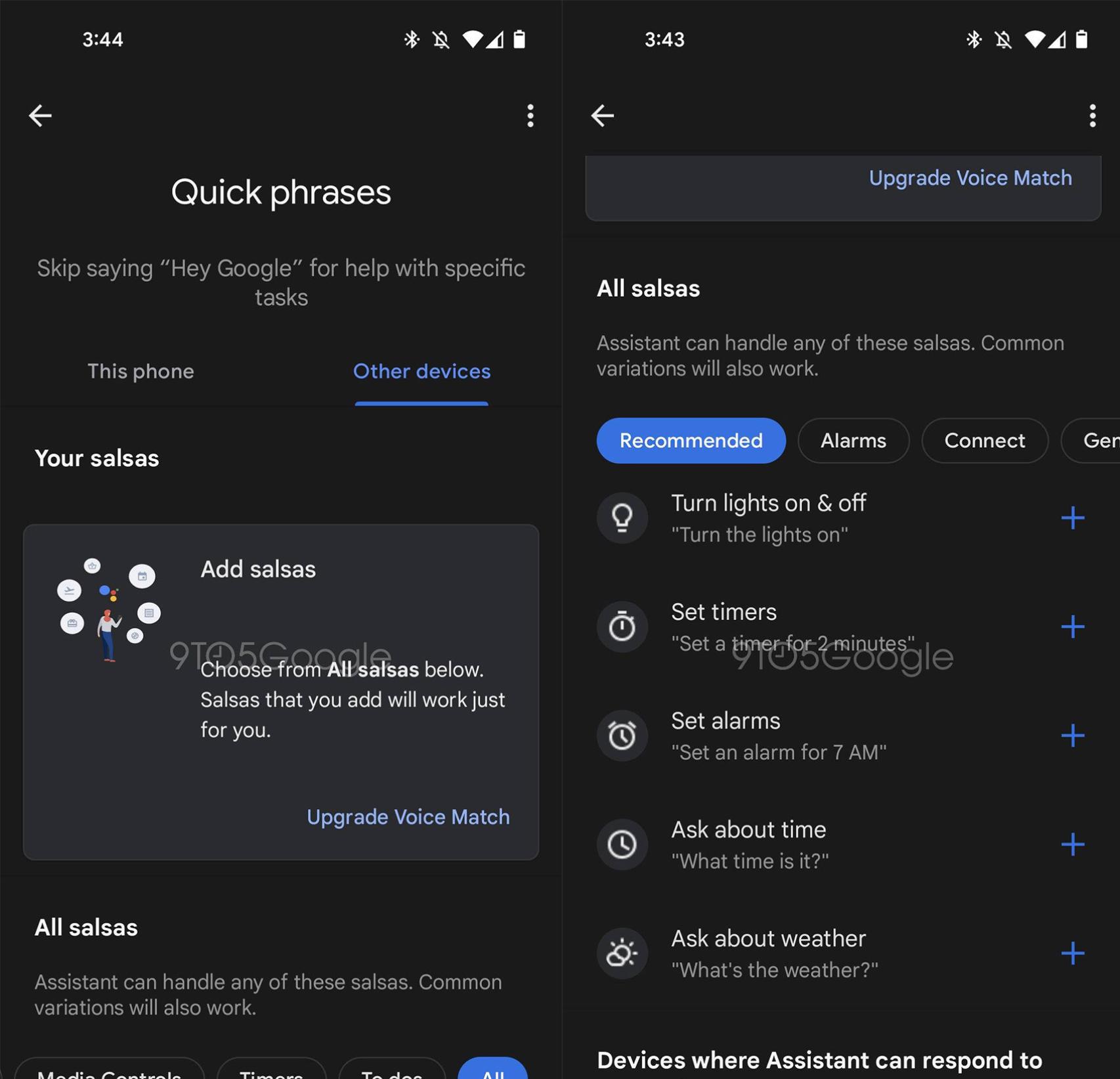 Las frases rápidas de Google Assistant