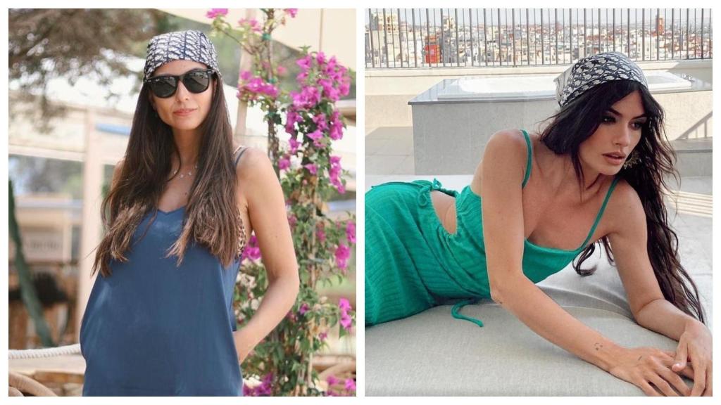 Erea Louro y Ángela Rozas, luciendo pañuelo en la cabeza.