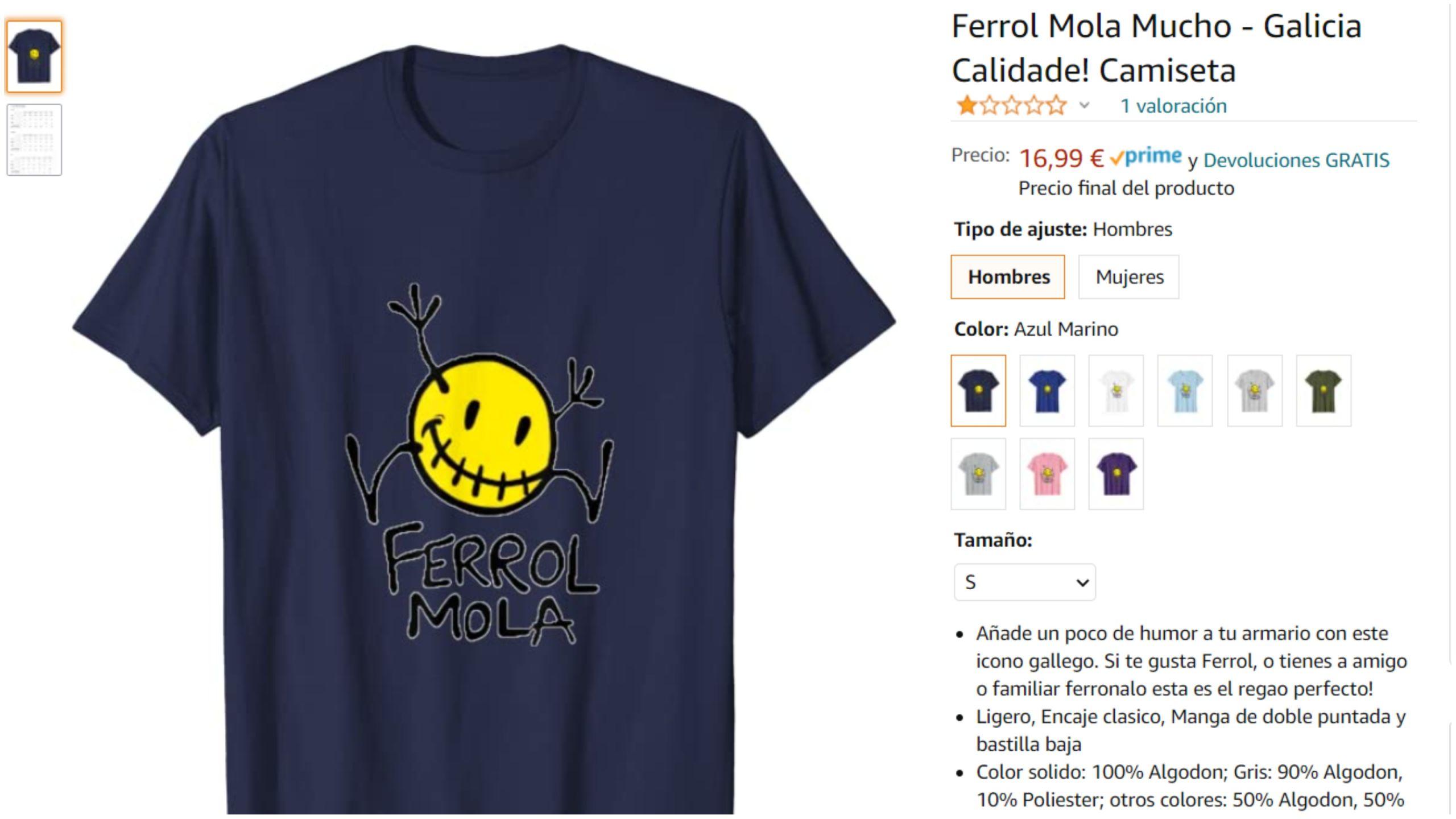 Camisetas falsificadas en Amazon. Fuente: captura de Amazon.