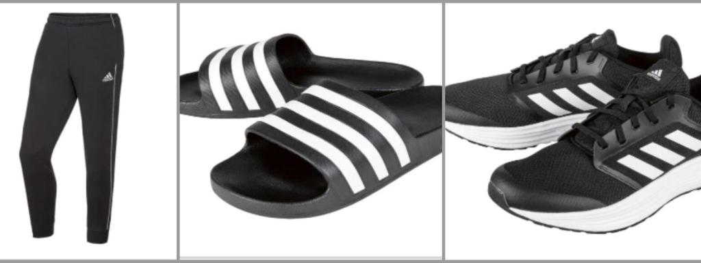 Pantalón, chancla y deportiva Adidas