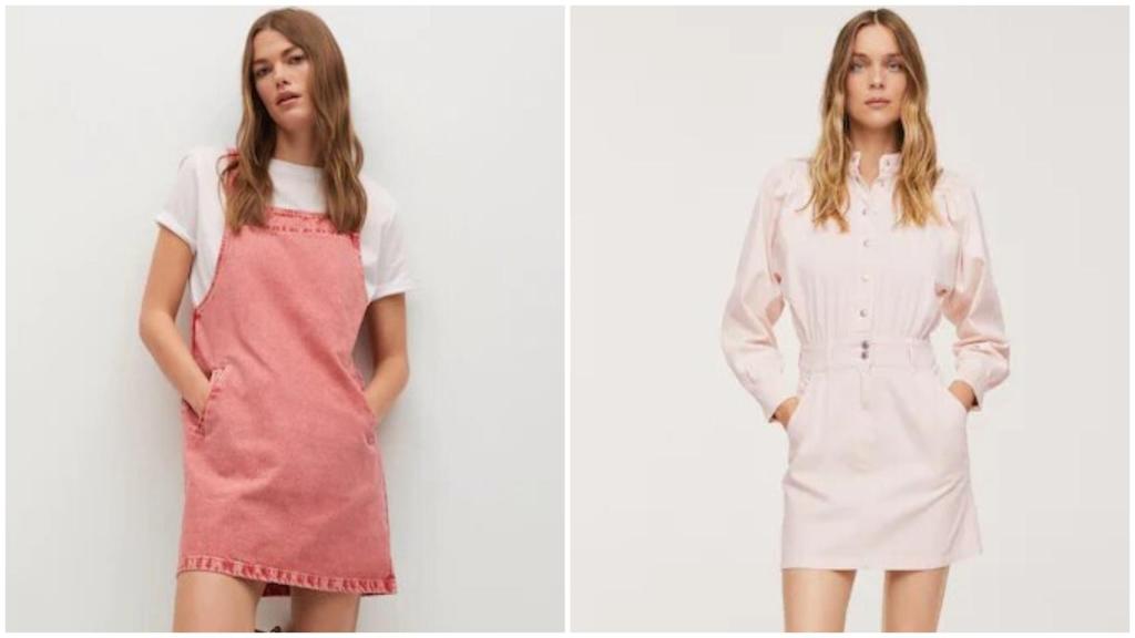 Vestidos vaqueros en color rosa, de Mango.