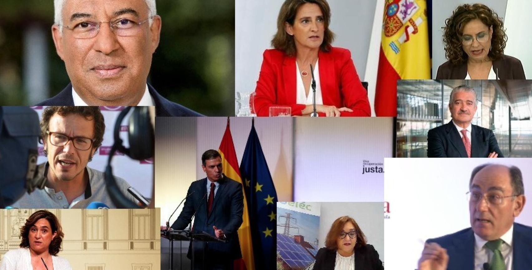 António Costa, Teresa Ribera, María Jesús Montero, Kichi, Ada Colau, Pedro Sánchez, Marina Serrano, José Bogas e Ignacio S. Galán.