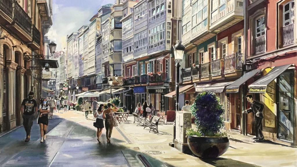 Pintura de la exposición A Nosa Coruña.