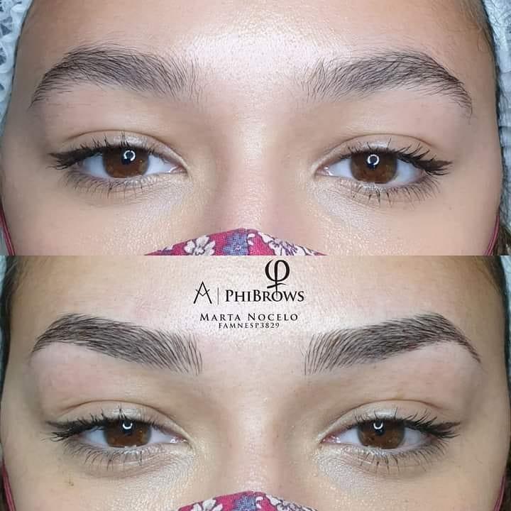 El antes y el después del microblading (Microblading Art Marta Nocelo).
