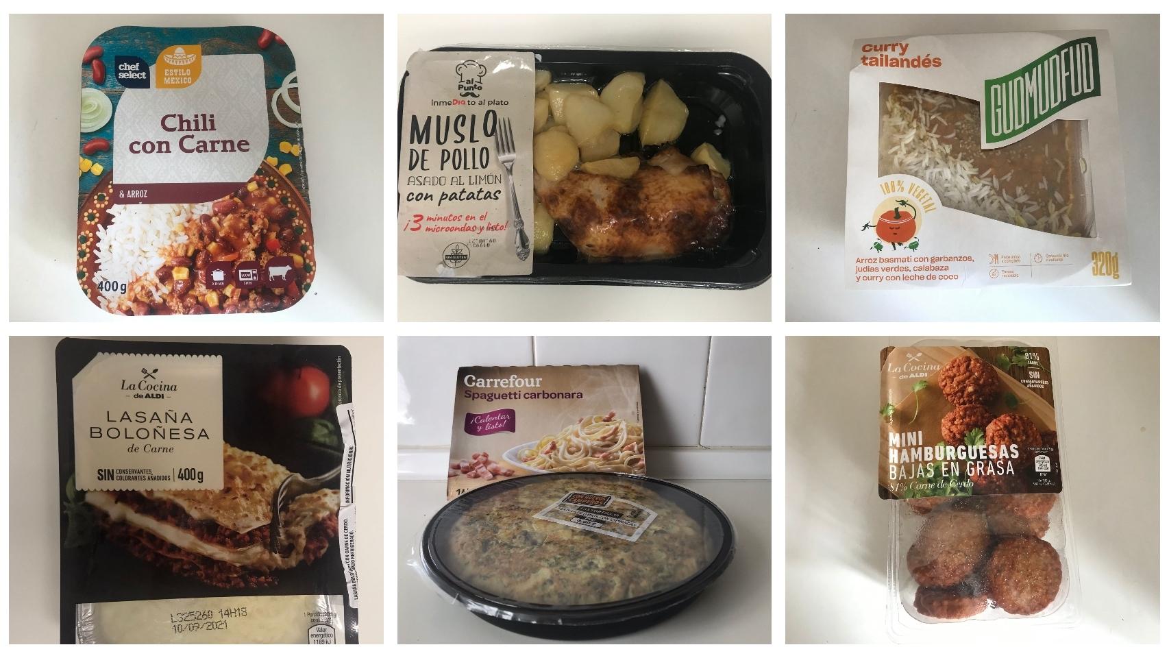 Seis de las 14 comidas realizadas por EL ESPAÑOL.