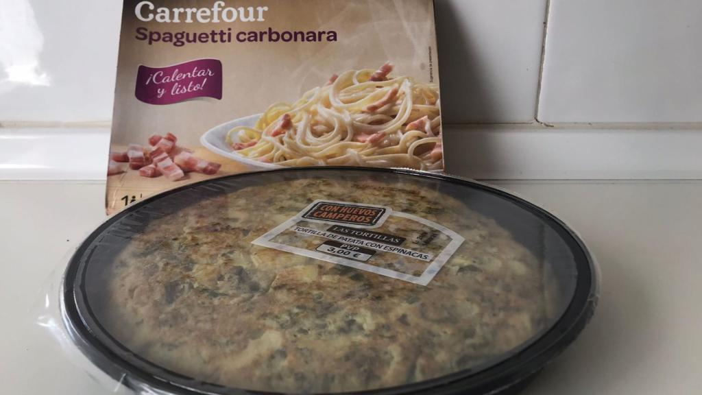 Imagen del almuerzo y la cena comprados en Carrefour.