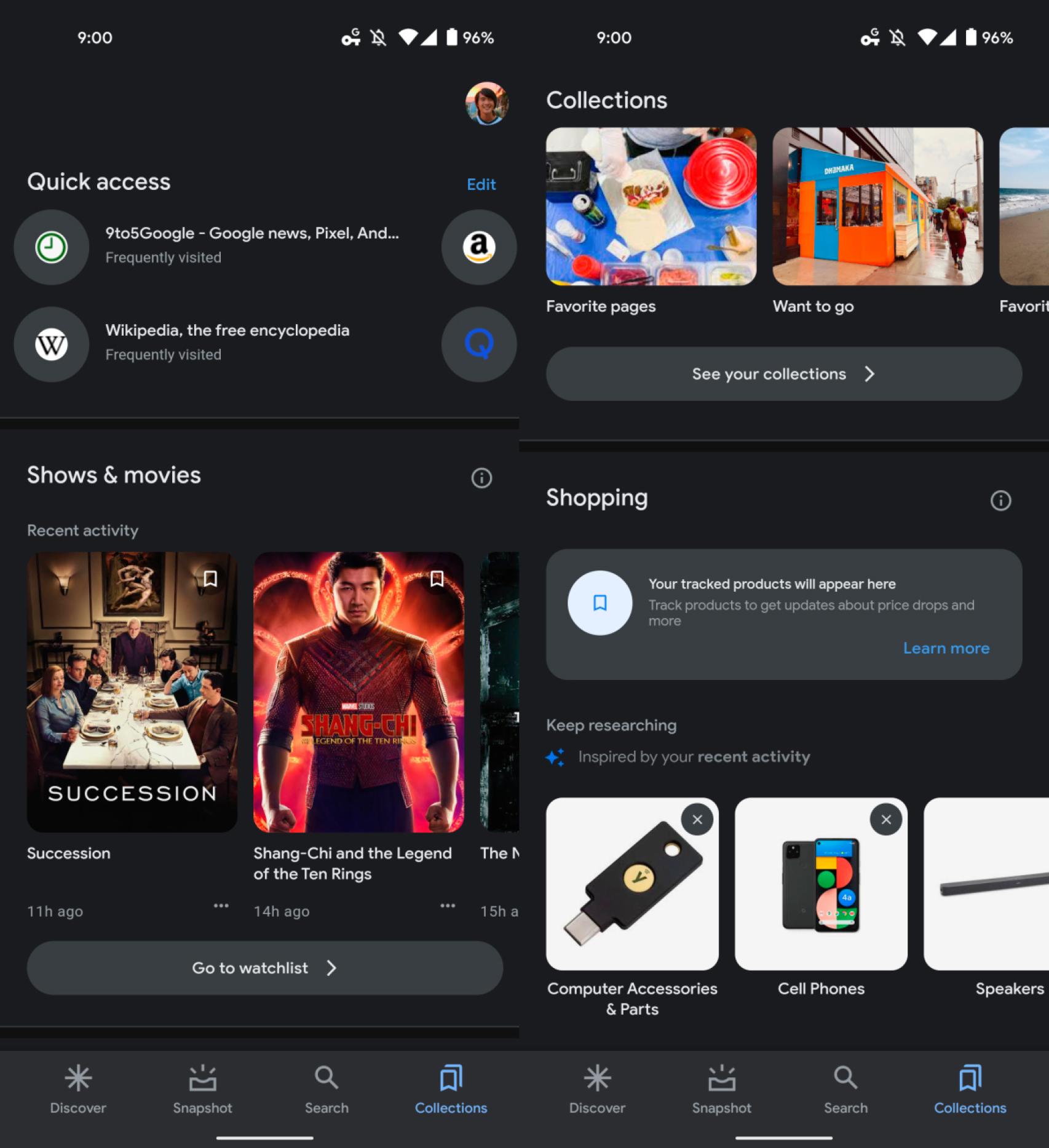 Nueva interfaz de la seccion Colecciones