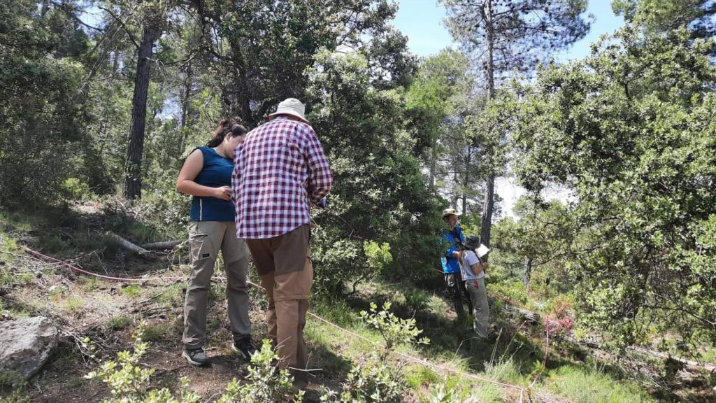 Laura, estudiante del Máster en Conservación de la Biodiversidad y Restauración, durante sus prácticas en la Font Roja.