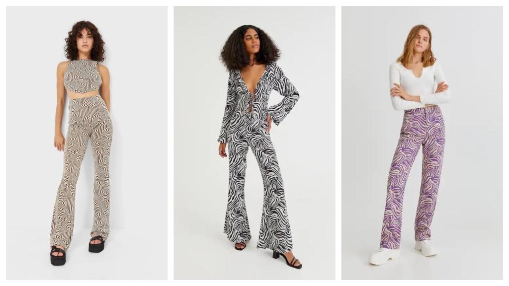 Tres 'looks' de cebra, el primero de Stradivarius y los otros dos de Pull&Bear.