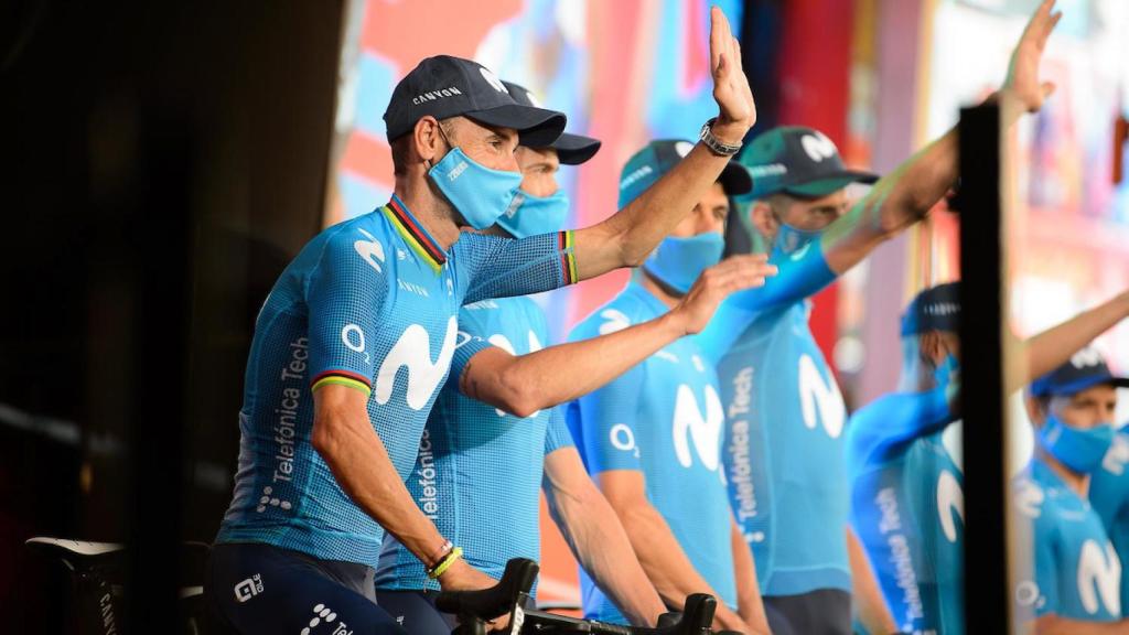 Alejandro Valverde en la presentación de La Vuelta 2021