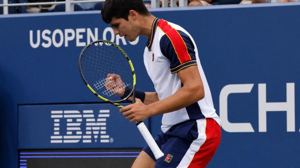 Alcaraz, durante el partido de octavos de final del US Open.