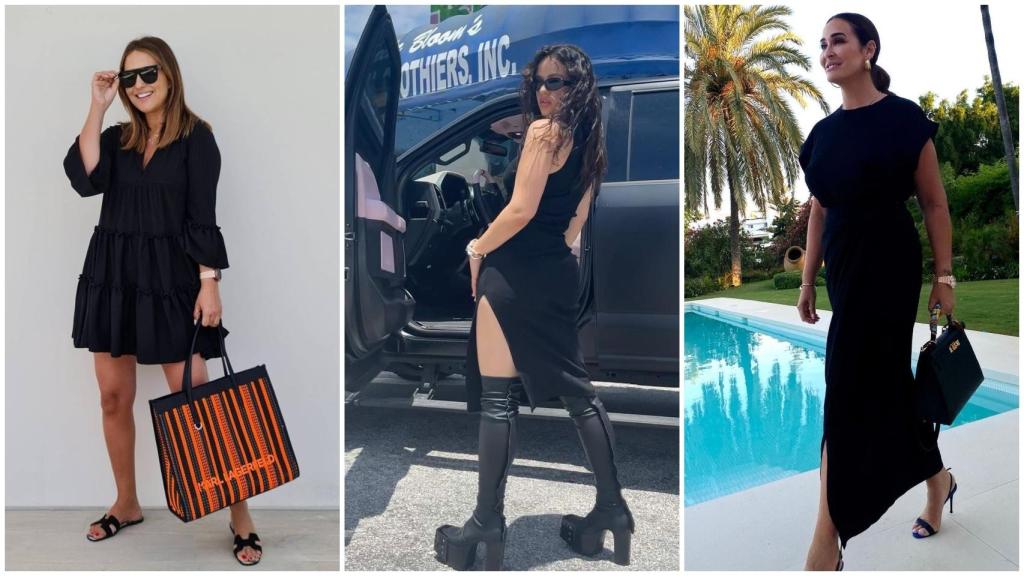 Paula Echevarría, Rosalía y  Vicky Martín Berrocal interpretando el 'little black dress'.