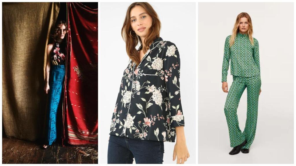 De izquierda a derecha: pantalón de Zara, blusa de Pimkie y conjunto de Mango.