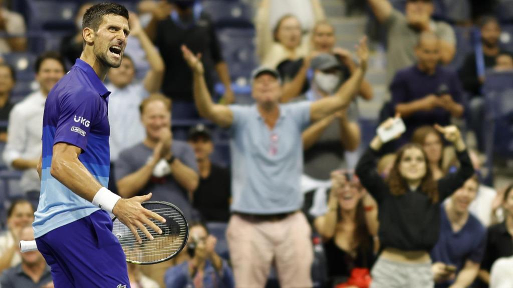Novak Djokovic celebra en el US Open
