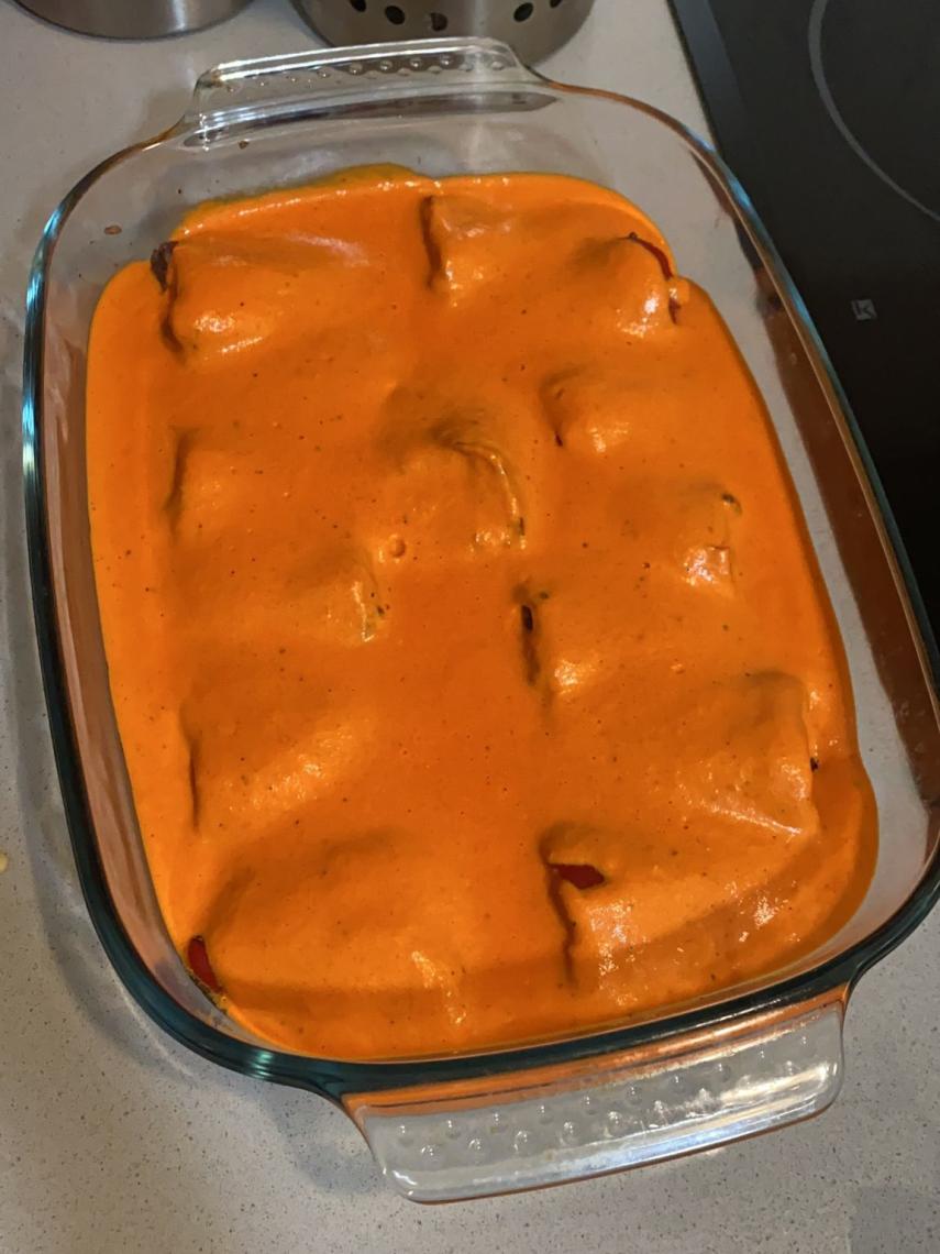 Los pimientos rellenos de morcilla y pera de María Jiménez.