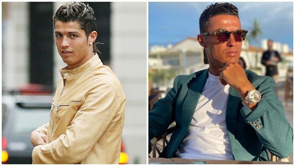 Cristiano Ronaldo, a la izquierda, en una imagen de 2007 y otra, a la derecha de la actualidad.