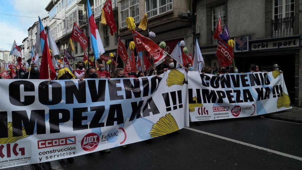 Manifestación de trabajadores de limpieza.