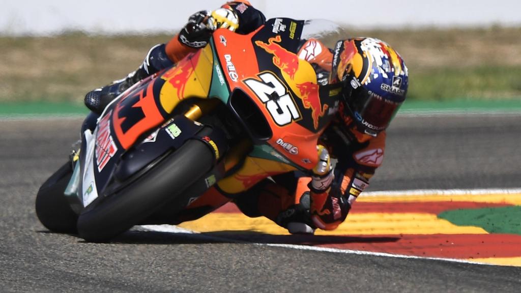 Raúl Fernández durante la carrera de Moto2 en el GP de Aragón