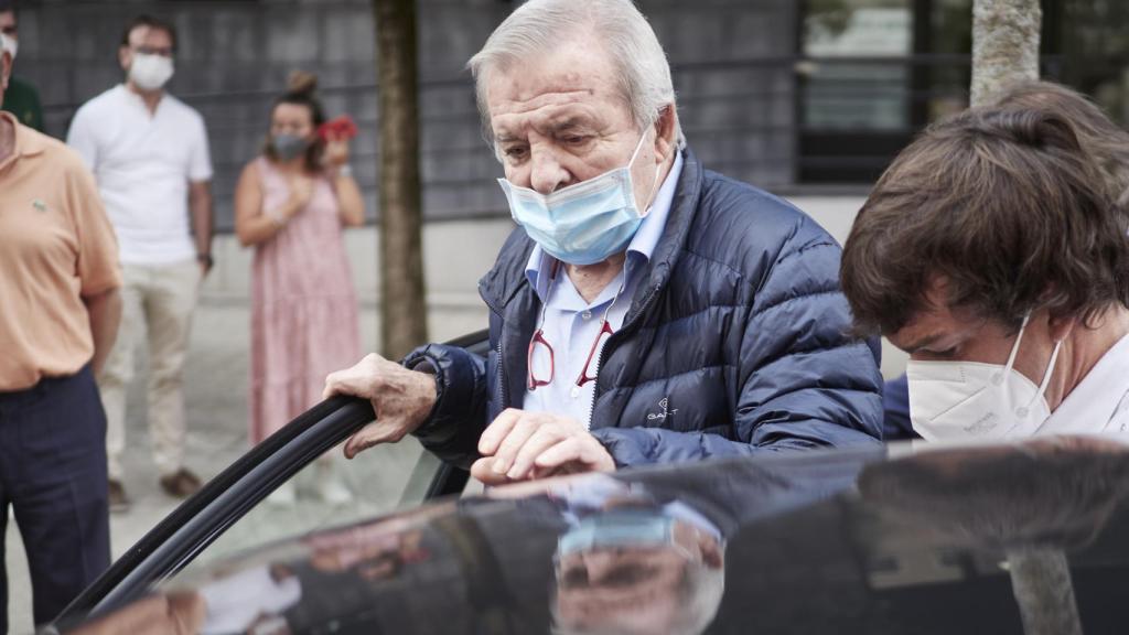Pachi Izco, expresidente del Club Atlético Osasuna, a su salida del Palacio de Justicia de Pamplona